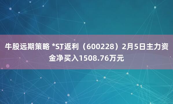 牛股远期策略 *ST返利（600228）2月5日主力资金净买入1508.76万元